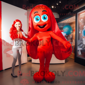 Red Mermaid mascot costume...