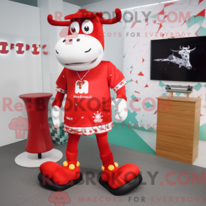 Red Cow mascot costume...