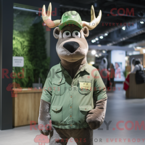 Green Elk mascot costume...