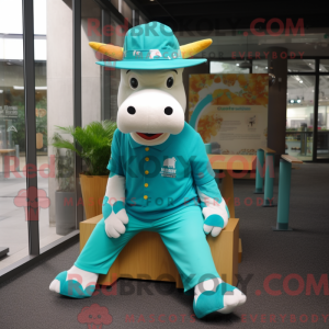 Turquoise Cow mascot...