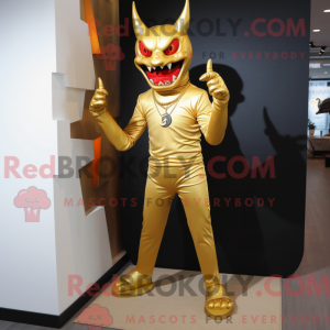 Gold Devil maskot kostume...