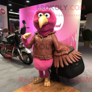 Pink Tyrkiet maskot kostume...