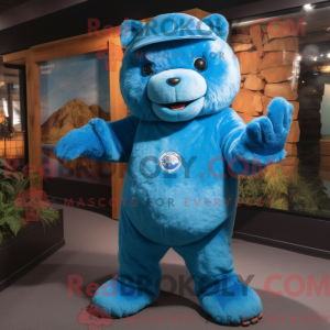Blue Beaver maskot kostume...