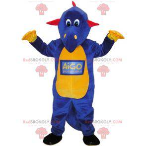 Driekleurige dinosaurus mascotte. Dragon mascotte -