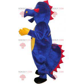 Driekleurige dinosaurus mascotte. Dragon mascotte -