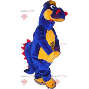Driekleurige dinosaurus mascotte. Dragon mascotte -