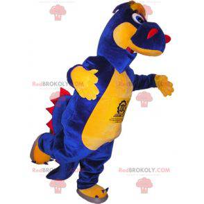Driekleurige dinosaurus mascotte. Dragon mascotte -