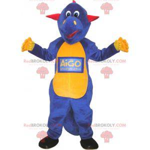 Driekleurige dinosaurus mascotte. Dragon mascotte -