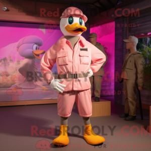 Pink Goose mascot costume...