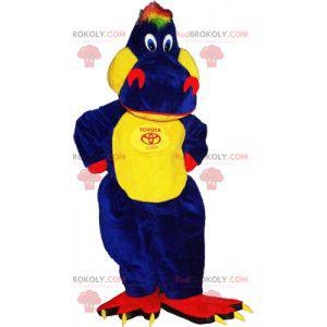 Mascotte rood geel en blauw draak. Dinosaurus mascotte -