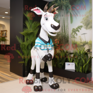 Bílá postava maskota Okapi...