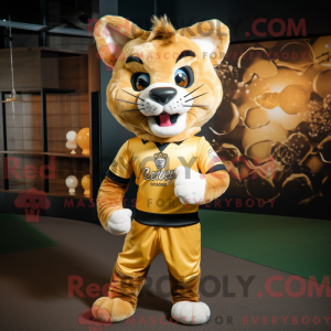 Gold Bobcat mascot costume...