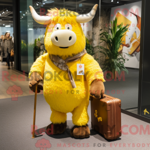 Yellow Yak mascot costume...