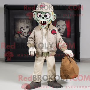 Beige Zombie mascot costume...