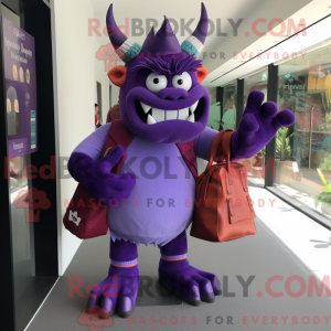 Purple Devil mascot costume...