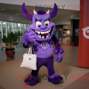Purple Devil maskot kostume...
