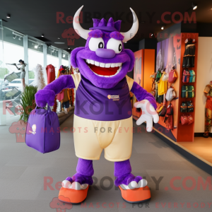 Purple Devil mascot costume...