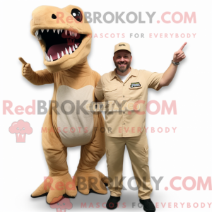 Tan T Rex maskot kostume...