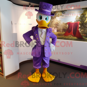 Purple Duck maskot kostume...