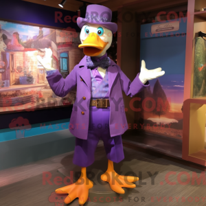 Purple Duck maskot kostume...