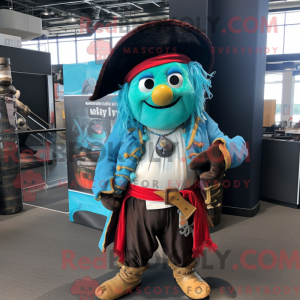 Cyan Pirate maskot kostume...
