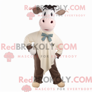 Beige Zebu maskot kostume...