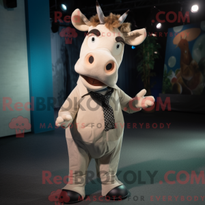 Beige Zebu-mascottekostuum...