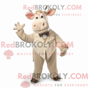 Beige Zebu-mascottekostuum...