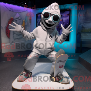 Sølv skateboardmaskot drakt...