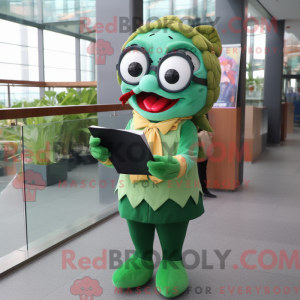 Green Clown Fish mascot...
