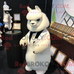 Hvid Alpaca maskot kostume...