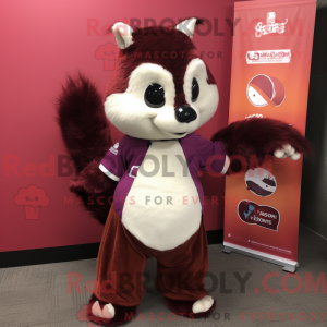 Maroon Skunk mascot costume...