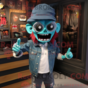 Teal Vampire maskot kostume...