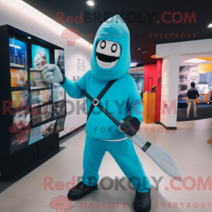 Cyan Knife Thrower mascot...