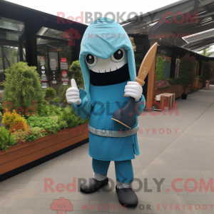 Cyan Knife Thrower mascot...
