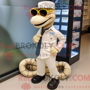 Cream Python mascot costume...