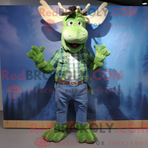 Green Moose mascot costume...