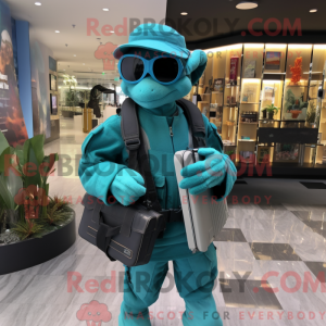 Teal Sniper mascottekostuum...