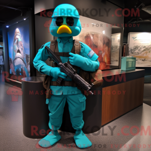 Teal Sniper mascot costume...