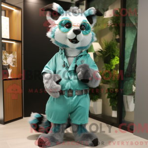 Cyan Civet maskot kostume...