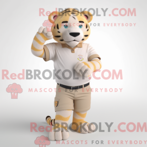Beige Tiger maskot kostume...