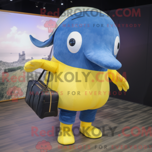 Yellow Blue Whale mascot...