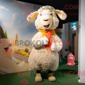Beige Merino Får maskot...