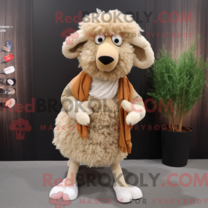 Beige Merino Sheep mascot...