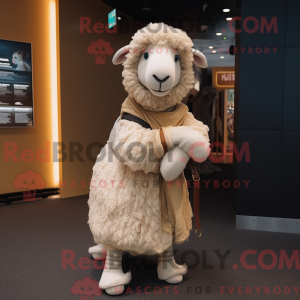 Beige Merino Sheep mascot...