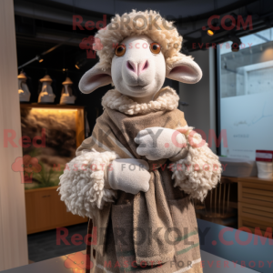 Beige Merino Får maskot...