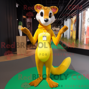 Gul Weasel maskot kostume...