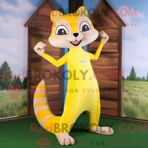 Gul Weasel maskot kostume...