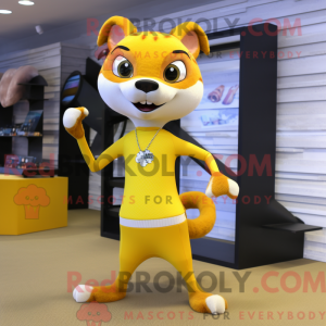 Gul Weasel maskot kostume...