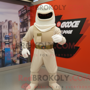 Beige Gi Joe mascot costume...